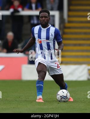 HARTLEPOOL, GROSSBRITANNIEN. 25. SEPTEMBER: Zaine Francis-Angol von Hartlepool United während des Sky Bet League 2-Spiels zwischen Hartlepool United und Exeter City am Samstag, den 25. September 2021, im Victoria Park, Hartlepool. (Kredit: Mark Fletcher | MI News) Kredit: MI Nachrichten & Sport /Alamy Live News Stockfoto