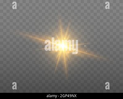 Vektorgrafik für Streulicht. Effekt von leuchtendem Funkenlicht isoliert auf transparentem Hintergrund. Stock Vektor