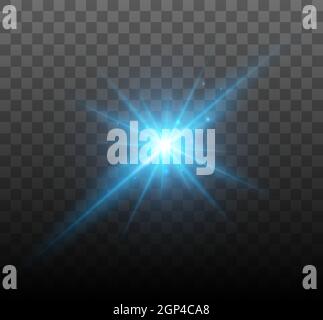 Vektorgrafik für Streulicht. Effekt von leuchtendem Funkenlicht isoliert auf transparentem Hintergrund. Stock Vektor