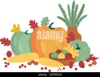 Herbst Ernte semi flache Farbe Vektor-Objekte Stock Vektor