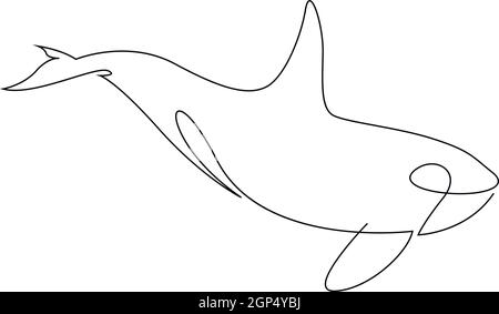 Eine Linie Orca Silhouette. Vektorgrafik „Killerwale“. Stock Vektor