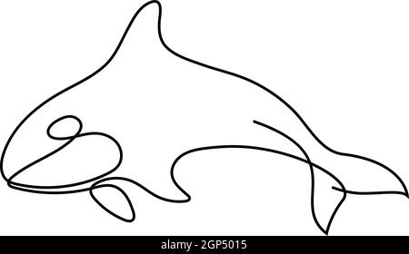 Eine Linie Orca Silhouette. Vektorgrafik „Killerwale“. Stock Vektor