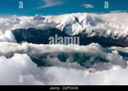 Blick von langtang nach ganesh himal Stockfoto