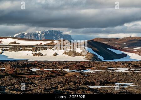 Auf dem Weg zum Berg Askja im Norden Islands Stockfoto