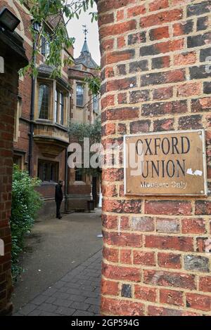 Eintritt zur Oxford Union, Universität von Oxford, England. Stockfoto