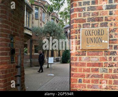 Eintritt zur Oxford Union, Universität von Oxford, England. Stockfoto