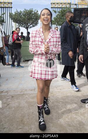 Paris, Frankreich. September 2021. Liza Koshy nimmt an der Christian Dior Womenswear Frühjahr/Sommer 2021 Show im Rahmen der Paris Fashion Week in Paris, Frankreich am 28. September 2021 Teil. Foto von Aurore Marechal/ABACAPRESS.COM Quelle: Abaca Press/Alamy Live News Stockfoto