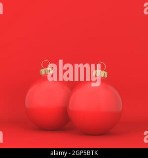 Zwei weihnachtskugeln. Neujahr-Konzept. 3D-Abbildung Stockfoto