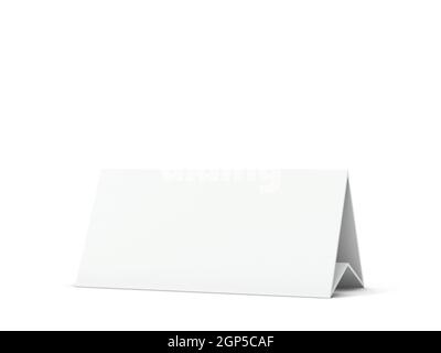 Leerer Tischkartenmockup. 3d-Illustration isoliert auf weißem Hintergrund Stockfoto