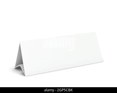 Leerer Tischkartenmockup. 3d-Illustration isoliert auf weißem Hintergrund Stockfoto