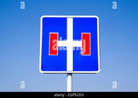 Straßenschild Sackgasse Die Straße mit einer Sackgasse Stockfoto