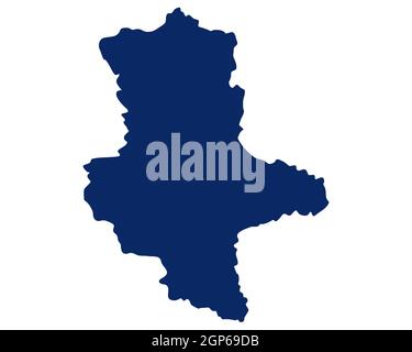 Karte von Sachsen-Anhalt in blauer Farbe Stockfoto