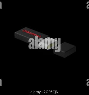 Das 3D Rendering von USB Typ C oder USB 4 Verbindungskabel Art 3D Stockfoto