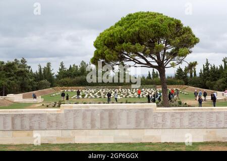 Der einsame Kiefernfriedhof und das Denkmal zu Ehren der ANZAC-Soldaten aus dem Ersten Weltkrieg in Gallipoli, Türkei. Stockfoto