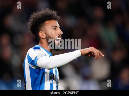 Sorba Thomas von Huddersfield Town während des Sky Bet Championship-Spiels im John Smith's Stadium, Huddersfield. Bilddatum: Dienstag, 28. September 2021. Stockfoto