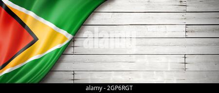 Guyana Flagge auf Betonwand. Horizontales Panorama-Banner. Stockfoto