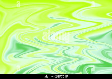 Flüssiger Hintergrund in neongrünen Farben. Schillernde Kunstwerke. Schönes Muster. Magische einzigartige Malerei Stockfoto