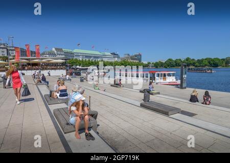 Jungfernstieg, Binnenalster, Hamburg, Deutschland Stockfoto