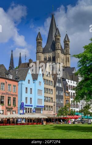 Alte Gebäude, Frankenwerft, Rheingarten, Gross St. Martin, Köln, Nordrhein-Westfalen, Deutschland Stockfoto