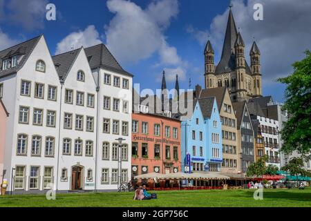 Alte Gebäude, Frankenwerft, Rheingarten, Gross St. Martin, Köln, Nordrhein-Westfalen, Deutschland Stockfoto