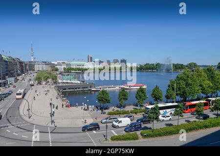 Jungfernstieg, Binnenalster, Hamburg, Deutschland Stockfoto