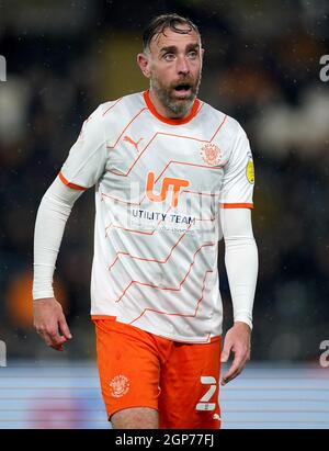 Blackpools Richard Keogh während des Sky Bet Championship-Spiels im MKM Stadium, Hull. Bilddatum: Dienstag, 28. September 2021. Stockfoto