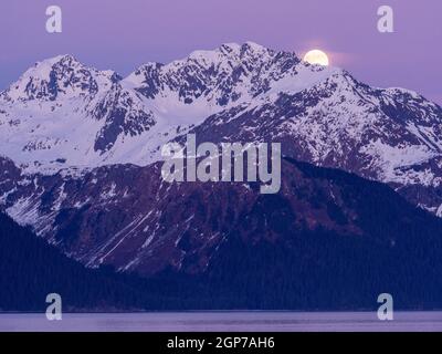 Mount Alice Moonrise, Resurrection Mountains, Seward, Alaska Stockfoto