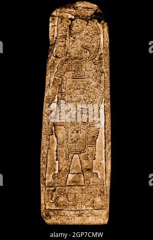 Stele 2, Naranjao, 716, Nationalmuseum für Archäologie und Ethnologie, Guatemala-Stadt, Guatemala Stockfoto