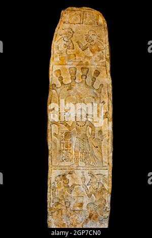 Stele 3, Ceibal, Peten 889, Nationalmuseum für Archäologie und Ethnologie, Guatemala-Stadt, Guatemala Stockfoto