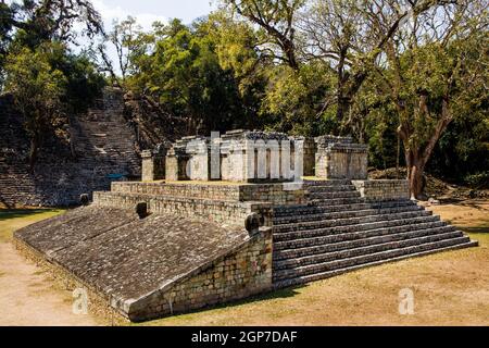 Ballplatz, zweitgrößter Platz der Maya-Kultur, Maya-Standort, Copan, Honduras Stockfoto