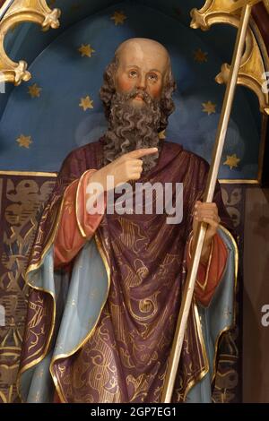 Saint Philip Statue auf dem Hochaltar in der Kirche des hl. Matthäus in Stitar, Kroatien Stockfoto