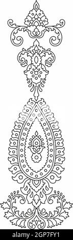 Florales Design, Stickmuster. Schwarz Und Weiß Und Stockillustration Handgezeichnet. Fantasieblumen Blätter. T-Shirt-Dessin. Lizenzfreies Clipart Stockfoto