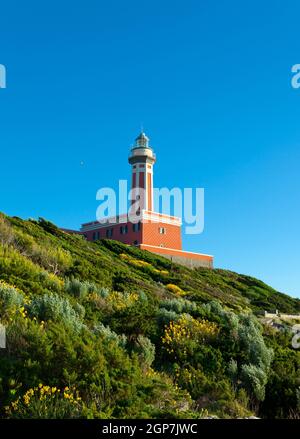 Leuchtturm "Faro di Punta Carena", Anacapri, Insel Capri, Italien. Stockfoto