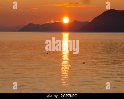 Sonnenuntergang, Kodiak, Alaska. Stockfoto