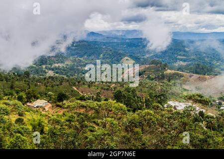 Ansicht einer Landschaft in der Nähe von Haputale, Sri Lanka Stockfoto