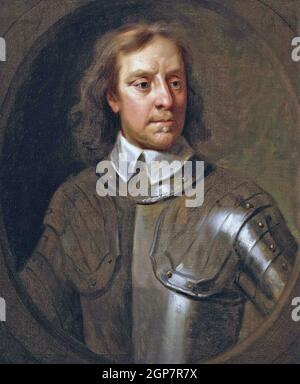 OLIVER CROMWELL (1599-1658) englischer General und Staatsmann als Lord Protector im Porträt von Samuel Cooper von 1656 Stockfoto