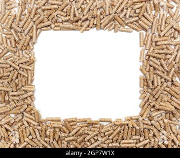 Rahmen mit alternative Biokraftstoffe aus Sägemehl Pellets hergestellt. Stockfoto