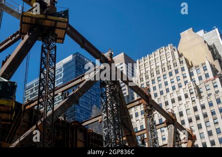 Baustellenbinder an der 270 Park Avenue, Entire Block Supertall, NYC, USA Stockfoto