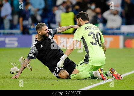 Madrid, Spanien. September 2021. Fußballspiel zwischen Real Madrid und Sheriff Tiraspol, der Champions League 2021/2022, im Santiago Bernabeu Stadion in Madrid. (Foto: Jose Cuesta/261/Cordon Press). Quelle: CORDON PRESS/Alamy Live News Stockfoto