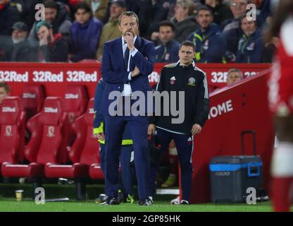 Middlesbrough, England, 28. September 2021. Slavisa Jokanovic Managerin von Sheffield Utd beim Sky Bet Championship-Spiel im Riverside Stadium, Middlesbrough. Bildnachweis sollte lauten: Simon Bellis / Sportimage Stockfoto