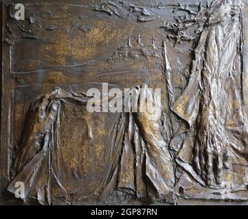 Schleier von Veronica, Detail an der Tür der Kirche von St. Jakobus der ältere in Porto Azzurro, Elba, Italien Stockfoto