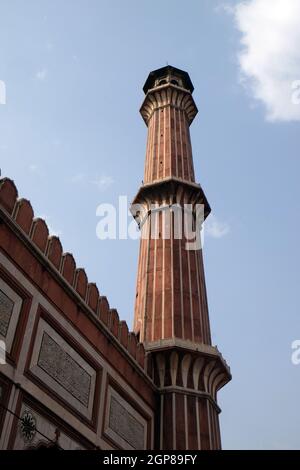 Die spektakuläre Architektur der Großen Freitagsmoschee (Jama Masjid), Delhi, Indien Stockfoto