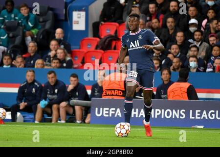 Paris, Frankreich. September 2021. UEFA Champions League - PSG gegen Manchester City im Parc des Princes, Paris, Frankreich, am 28. September 2021. 28/09/2021-Paris, FRANKREICH. (Foto: Lionel Urman/Sipa USA) Quelle: SIPA USA/Alamy Live News Stockfoto