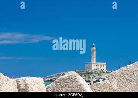 Leuchtturm in Vieste, Region Apulien, Italien Stockfoto