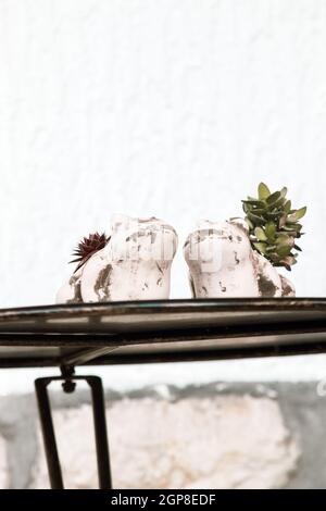 Frosch Dekoration Figuren auf einem Tisch Stockfoto