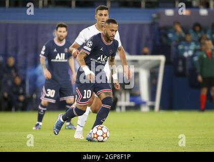 Paris, Frankreich. September 2021. Neymar Jr von PSG während der UEFA Champions League, Gruppe-A-Fußballspiel zwischen Paris Saint-Germain und Manchester City am 28. September 2021 im Stadion Parc des Princes in Paris, Frankreich - Foto: Jean Catuffe/DPPI/LiveMedia Kredit: Unabhängige Fotoagentur/Alamy Live News Stockfoto