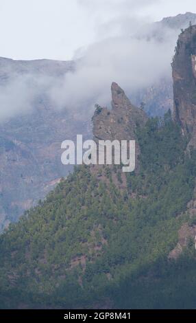 Klippen von La Cumbrecita. Nationalpark Caldera de Taburiente. El Paso. La Palma. Kanarische Inseln. Spanien. Stockfoto