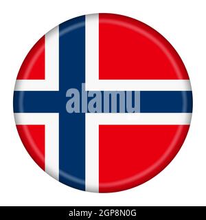 Eine Norwegen Flagge Taste 3D Abbildung mit Clipping Pfad Stockfoto