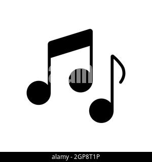 Musiknoten, Lied, Melodie oder Melodie flache Vektor-Glyph-Symbol. Graph Symbol für Musik und Sound Website und Apps Design, Logo, App, UI Stockfoto