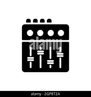 Mischpult Vektor flache Glyphe Symbol. Graph Symbol für Musik und Sound Website und Apps Design, Logo, App, UI Stockfoto